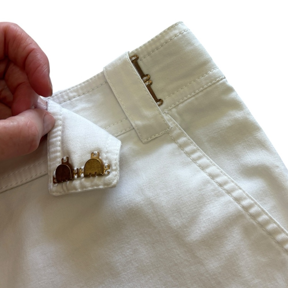 Tory Burch White Cotton Bermuda Shorts Sz 8  Stretch Classic Preppy Golf - Picture 5 of 10